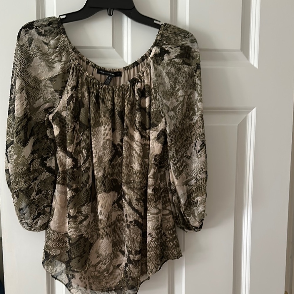 White House Black Market Camouflage Print Blouse